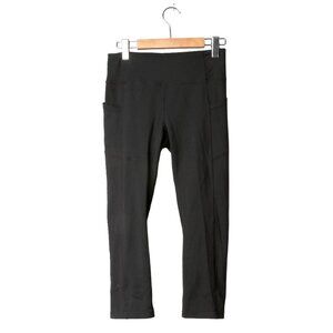 Kyodan Crop Leggings Side Pockets Stretch Yoga Capris Pants Black